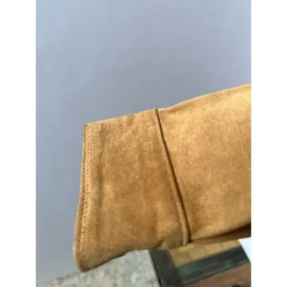 Margaret Godfrey Vintage Suede Jacket M Boho Western Ruffle Button Down Camel - Picture 4 of 12